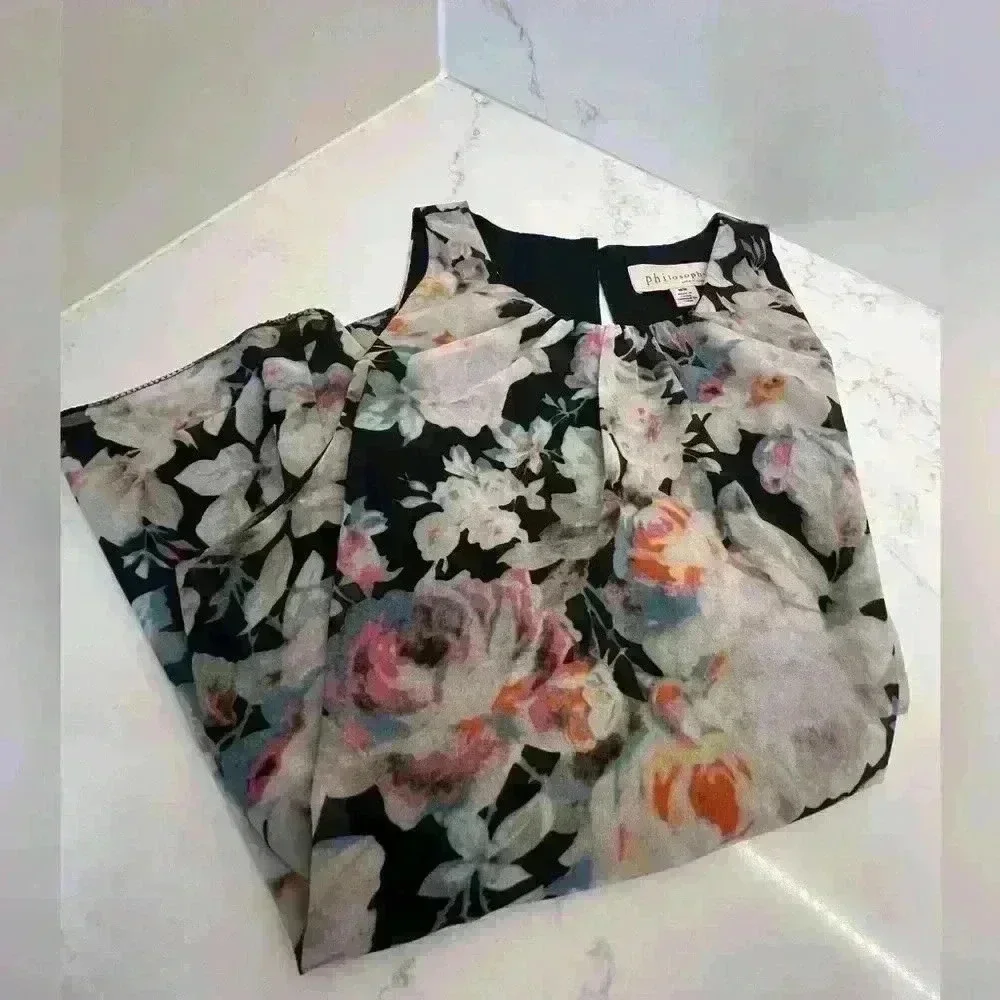 Philosophy Multicolored Floral Print Sleeveless Blouse Size Medium